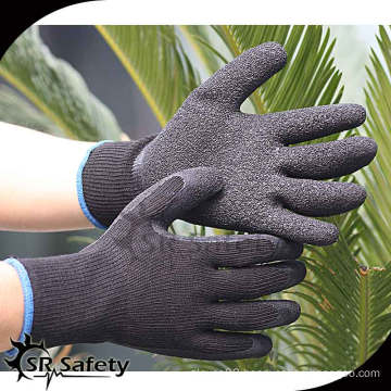 SRSAFETY 10 gauge black latex working glove ,crinkle finish